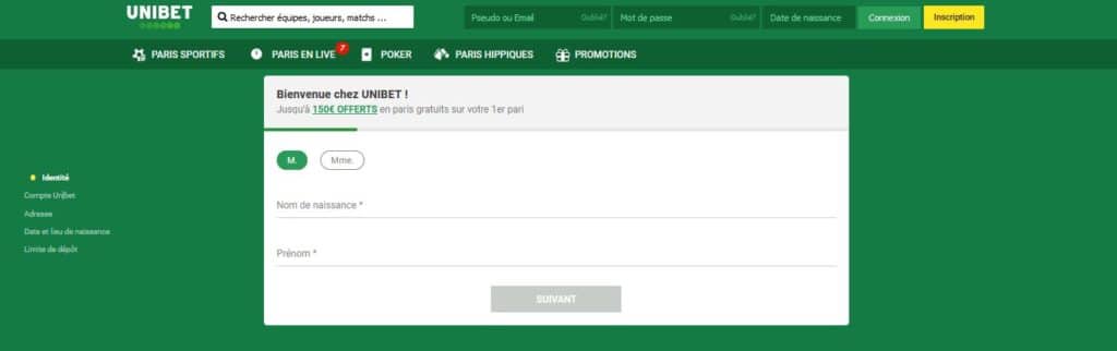 inscription unibet