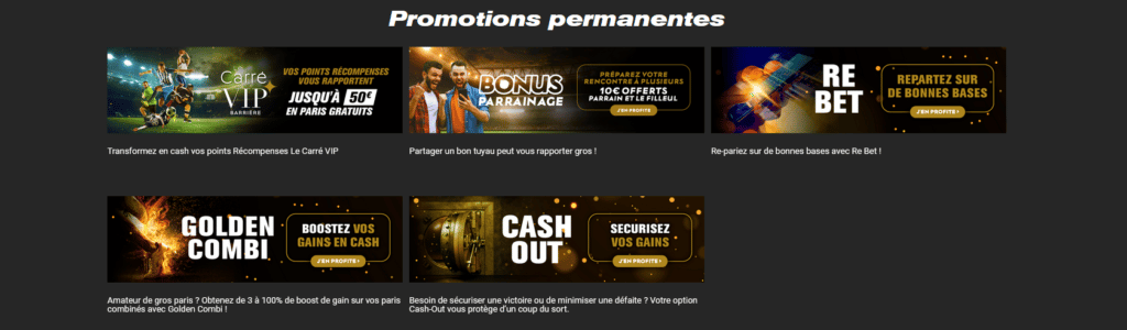 promotions permanentes barriere bet