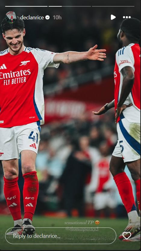 declan rice sur instagram encense thomas partey