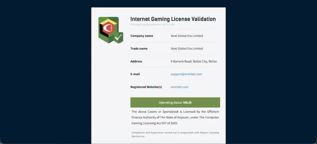 Licence de jeu internationale validée garantissant sécurité et fiabilité bookmaker